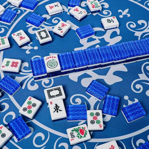 166 Acrylic Mahjong Tiles Set for American Game 1.2in Tile Only with Blue Print - Picture 10 of 10